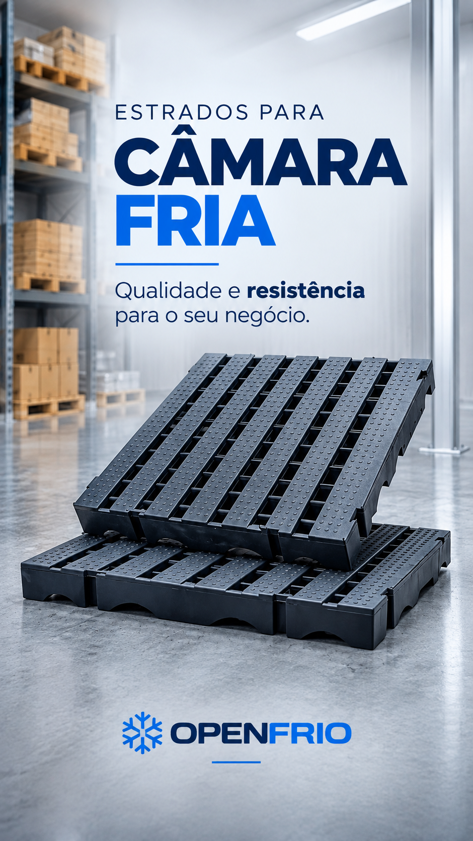 Pallet Estrado Piso Cinza 50x50x5 Resistente Câmara Fria